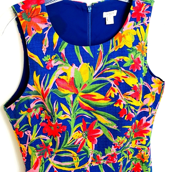 NWOT J.CREW Tropical Print Sleeveless Sheath Dress - Picture 3 of 14